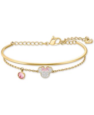 Swarovski - Gold-Tone Crystal Minnie Mouse Bangle & Chain Bracelet