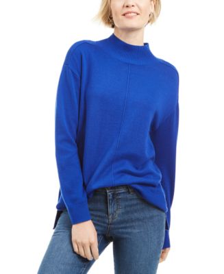 Karen Scott Seam-Detail Cotton Mock-Neck Sweater, Created for Macy's ...
