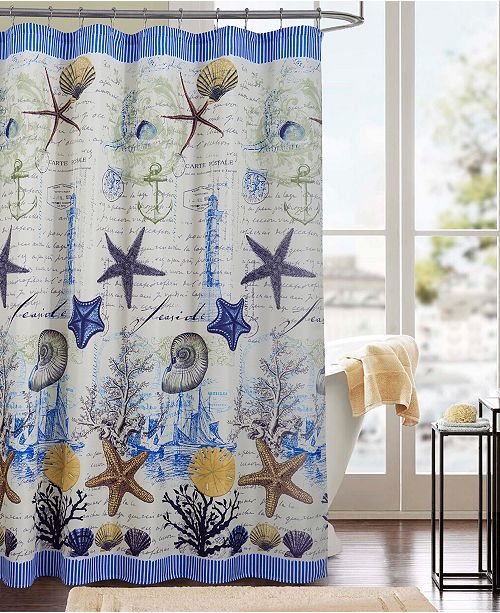 Narragansett Printed Canvas 13 Pc Shower Curtain Set