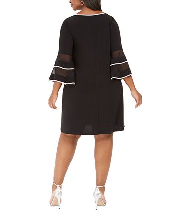 MSK Plus Size Illusion Bell-Sleeve Dress - Macy's