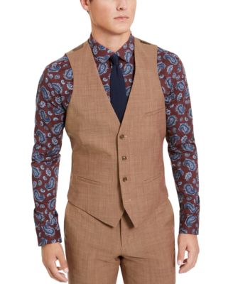 Bar III - Men's Slim-Fit Active Stretch Performance Gold Suit Separate Vest