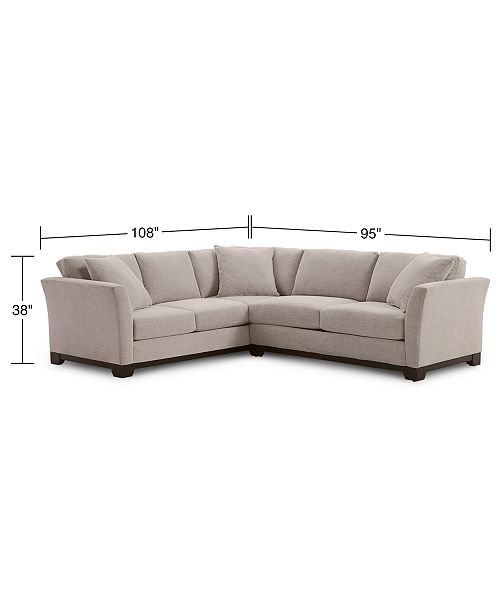 Furniture Elliot Ii 108 Fabric 2 Pc Apartment Sectional Sofa