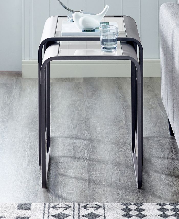 Walker Edison CLOSEOUT Curved Metal 2 Piece Set Nesting Tables Macy's