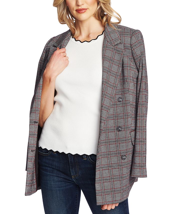 CeCe Plaid DoubleBreasted Blazer Macy's