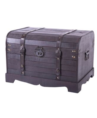 Photo 1 of *Minor Damage-See Last Photo* Vintiquewise Antique Style Black Wooden Steamer Trunk, Coffee Table