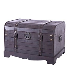 Antique Style Black Wooden Steamer Trunk, Coffee Table