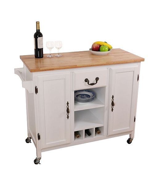 Basicwise Large Wooden Kitchen Island Trolley With Heavy Duty Rolling Casters Reviews Furniture Macy S