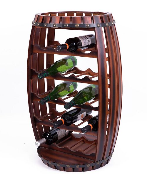 Vintiquewise Large Wooden Barrel Shaped 23 Bottle Wine Rack Reviews Furniture Macy S