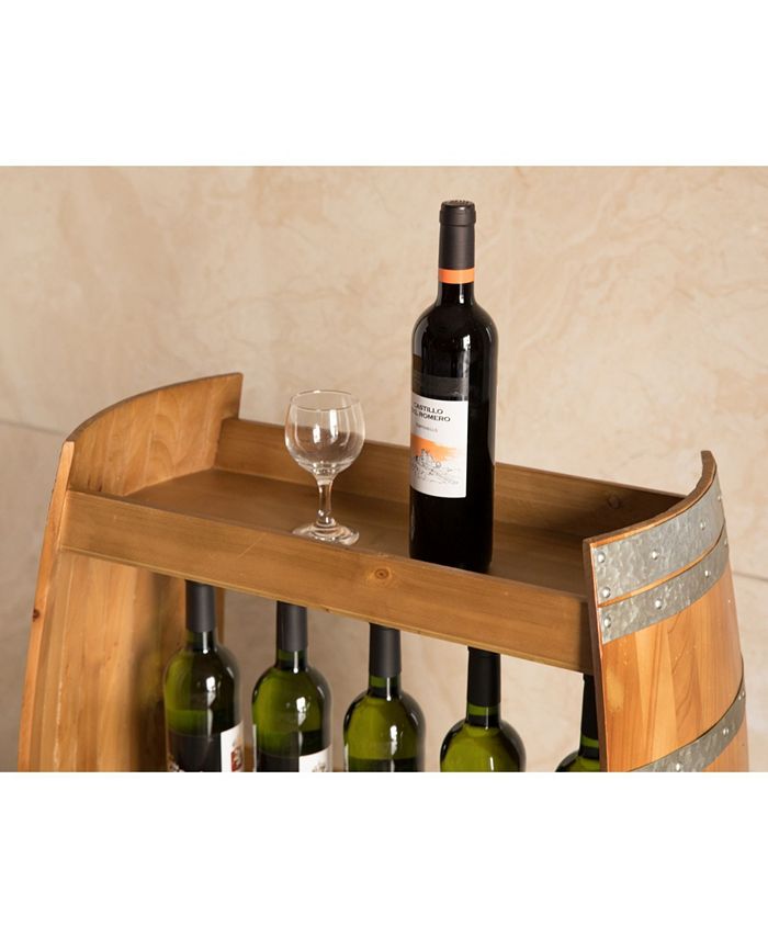 Vintiquewise Industrial Style Rustic Wooden Wine Barrel Bar Storage