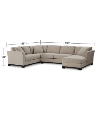 Elliot II 138" Fabric 3-Piece Chaise Sleeper Sectional, Created for Macy's