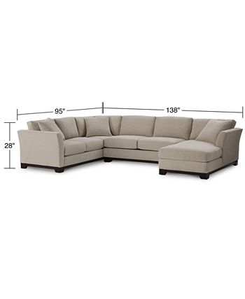 Fabric 3 Piece Chaise Sleeper Sectional