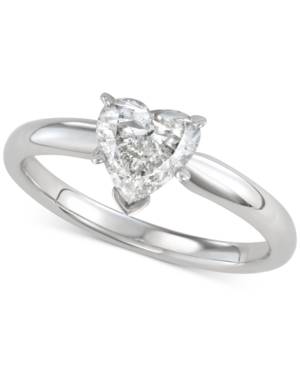 image of Diamond Heart-Cut Solitaire Engagement Ring (1 ct. t.w.) in 14k White Gold