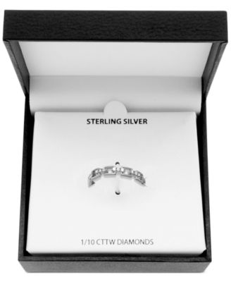 Diamond (1/10 ct. t.w.) Link Band Ring in Sterling Silver