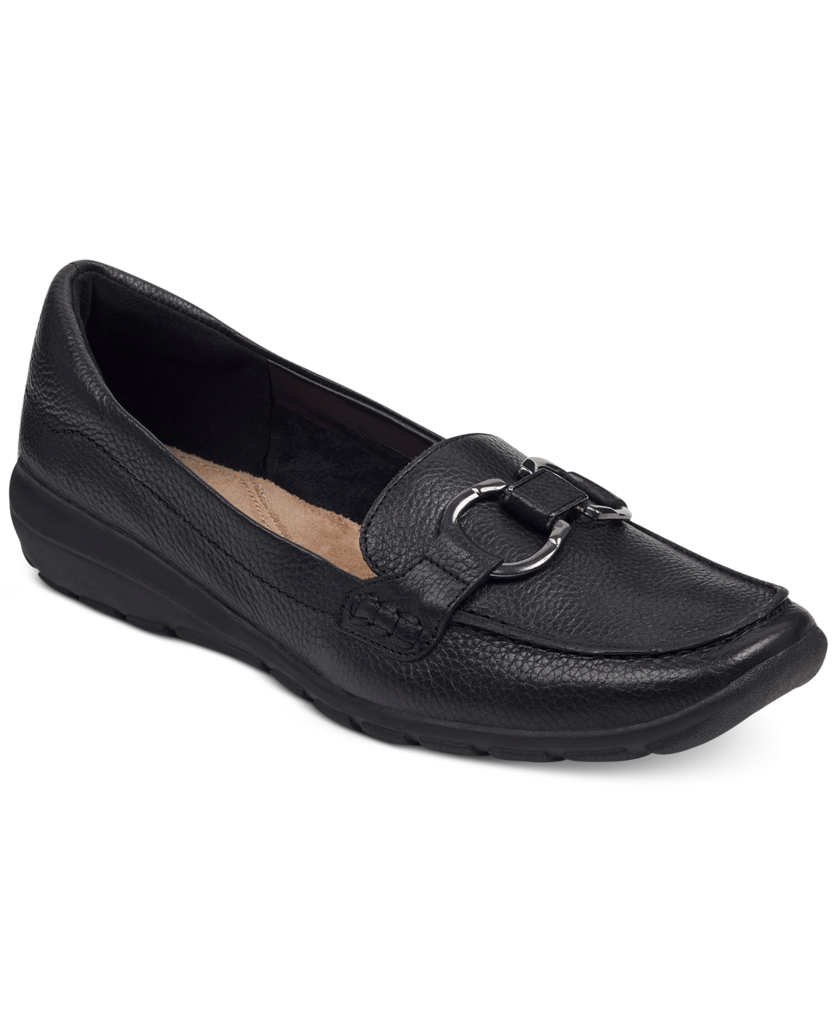 Women's Avienta Slip-on Casual Flat Loafers - Black Leather