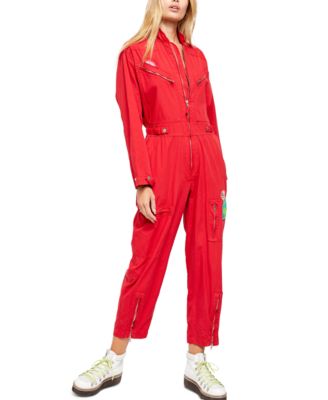 macys womens red jumpsuit