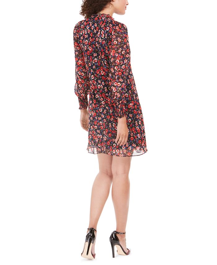 Calvin Klein Floral-Print Tie-Neck Dress - Macy's