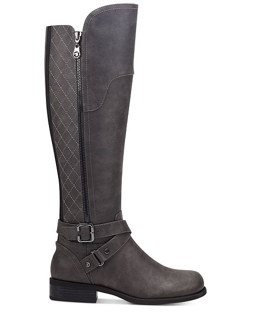 gbg los angeles women's harlin round toe stacked heel boot