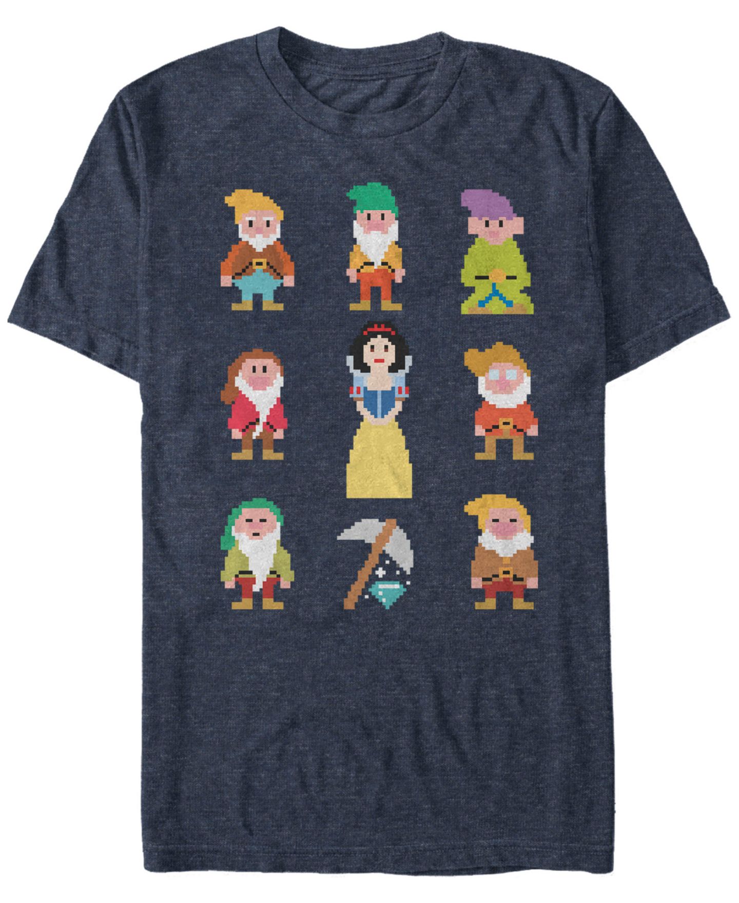 Мужская футболка Fifth Sun Disney Snow White Pixelated Dwarf Crew Short Sleeve, цвет: Тёмно-синий — фото 1