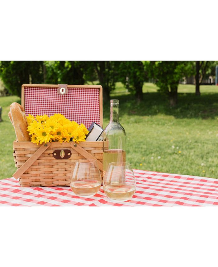 Vintiquewise Picnic Basket Gingham Lined with Folding Handles Macy's