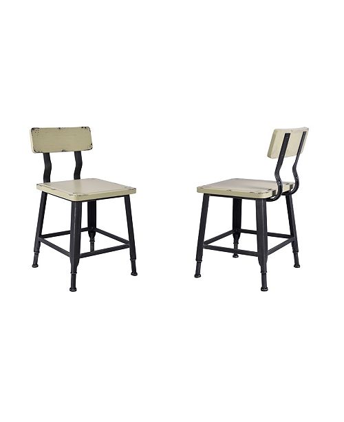 Today S Mentality Attila Industrial Metal Dining Chair In Brushed With Antique Wood Seat And Back Set Of 2 Reviews Furniture Macy S