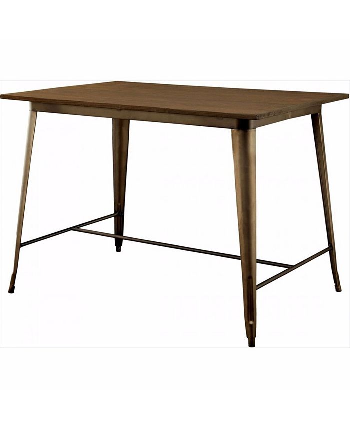 Benzara Wooden Counter Height Table With Metal Legs Macys
