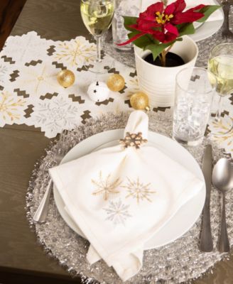 Sparkle Snowflakes Embroidered Napkin, Set of 6
