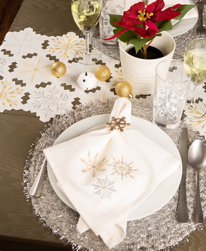 Design Imports Sparkle Snowflakes Embroidered Napkin Set - Macy's