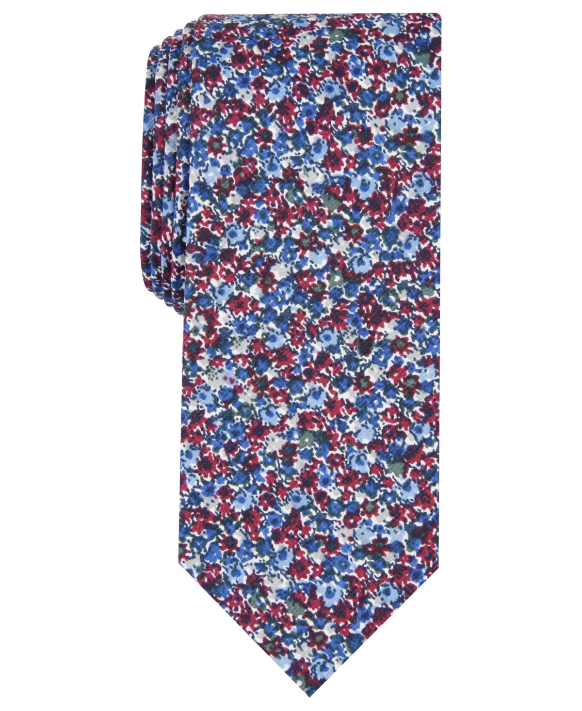 Men's Dandy Skinny Floral Tie, Created for Macy's - Burgundy