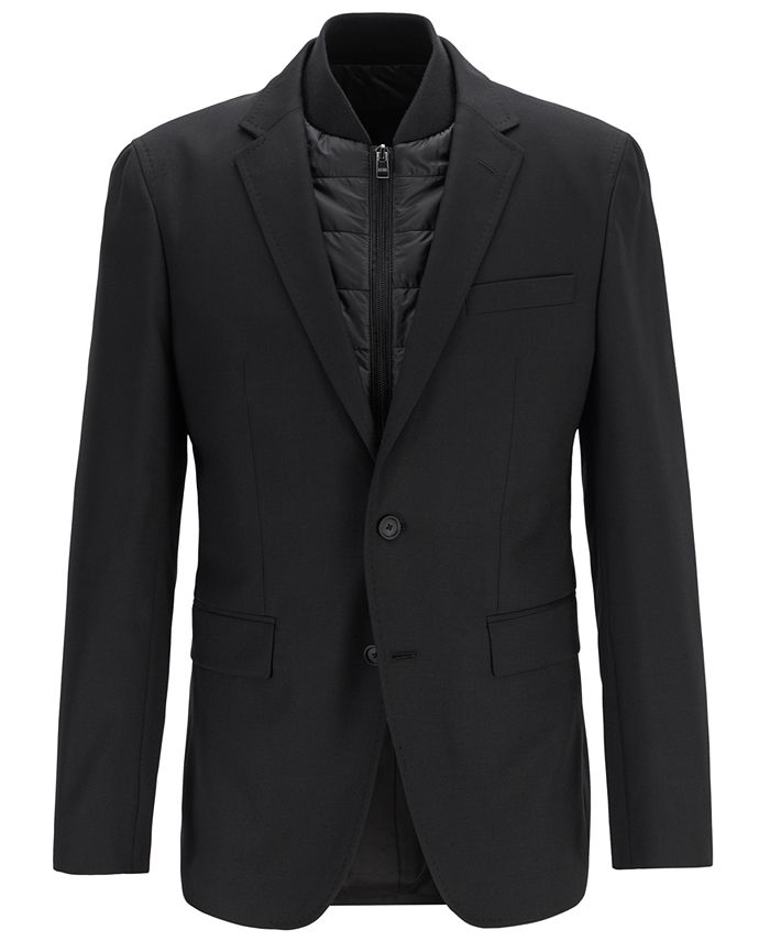 Hugo Boss BOSS Men's Hadik Slim-Fit Virgin Wool Blazer With Detachable ...