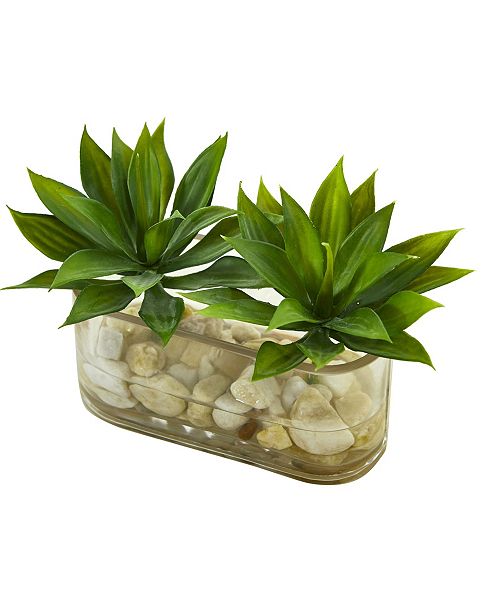 Nearly Natural 6 5 In Mini Agave Succulent Artificial Arrangement