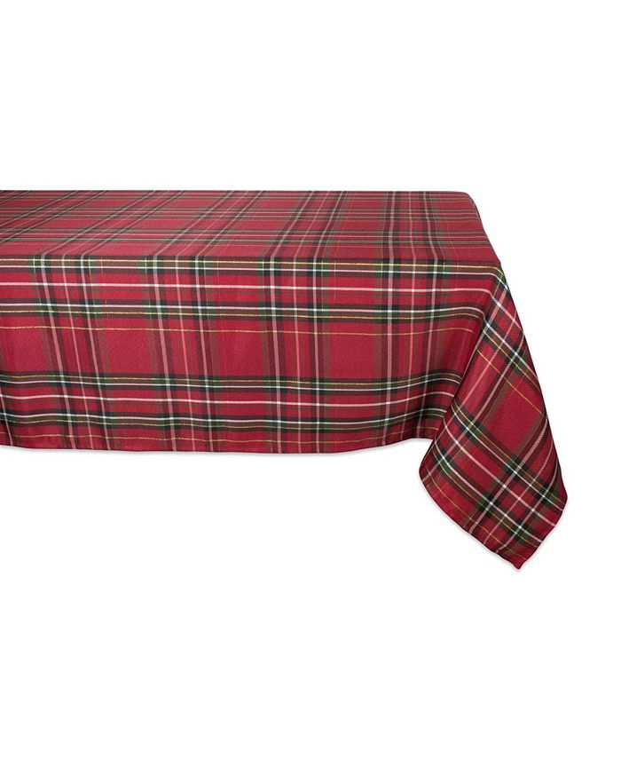 Design Imports Holiday Metallic Plaid Tablecloth - Macy's
