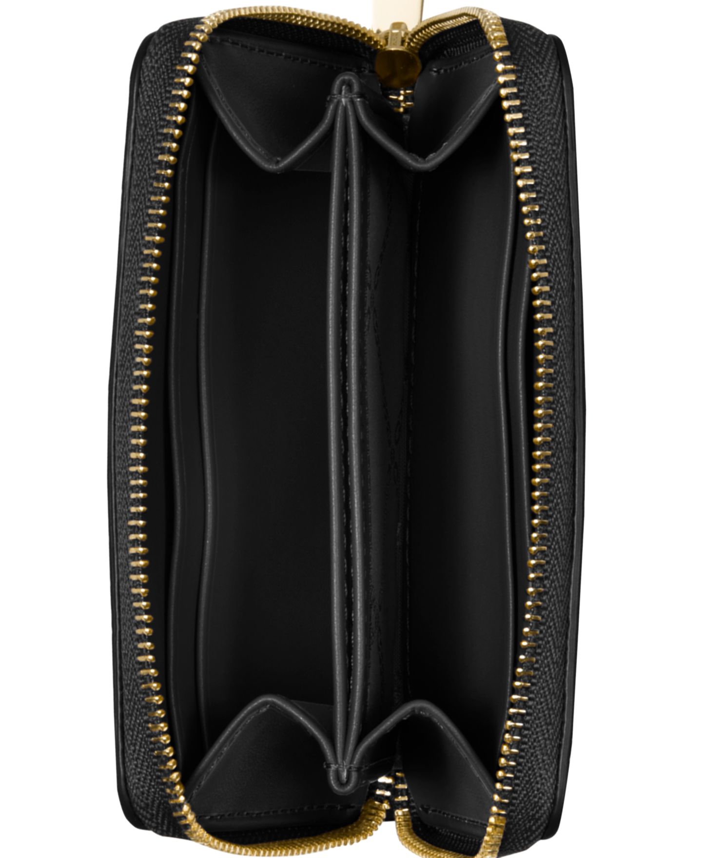 Женский кошелёк Michael Kors Jet Set Small Zip Around Card Case, цвет: Чёрный / Золотой — фото 2
