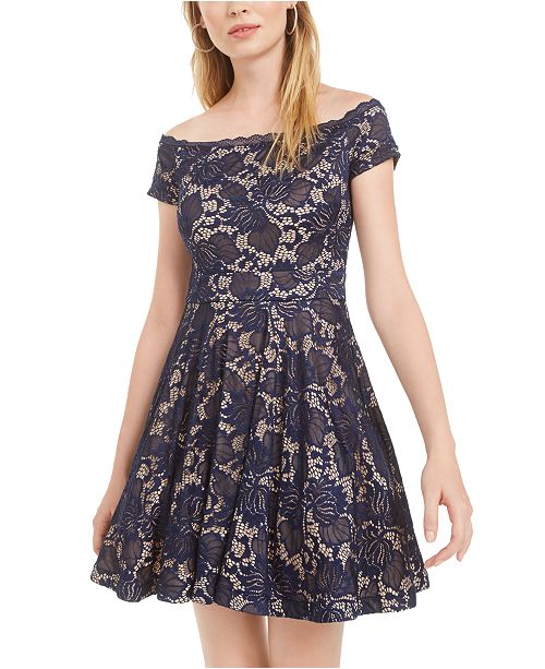B Darlin Juniors Off The Shoulder Lace Dress Created For Macy S