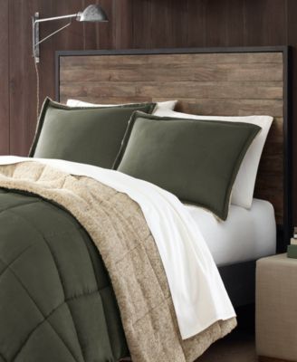 Sherwood Reversible Micro-suede Sherpa Comforter Set, Full/Queen