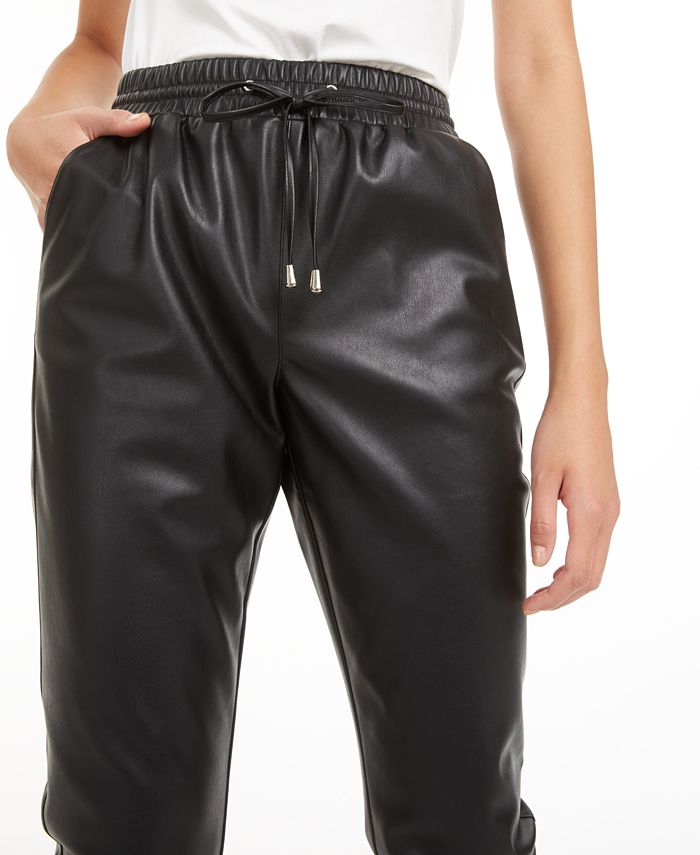 Bar III Faux-Leather Jogger Pants, Created for Macy's - Macy's