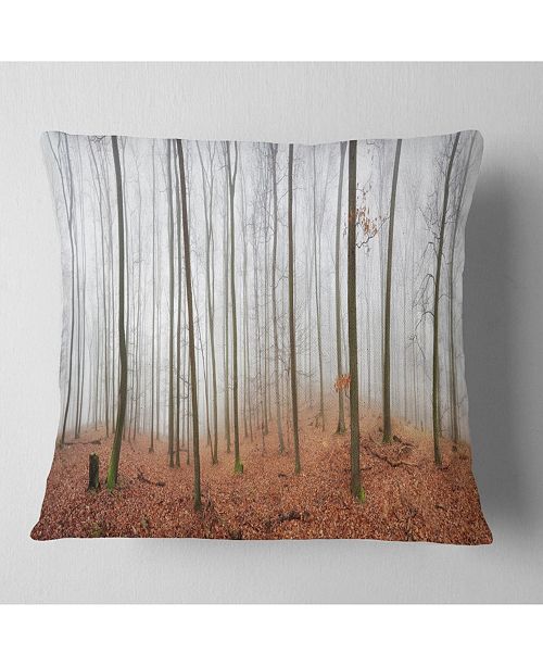 Fall Forest With Trees At Mist Oversized Forest Throw Pillow 18 X 18