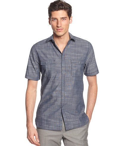 Alfani Short Sleeve Warren Textured Shirt, Only at Macy's