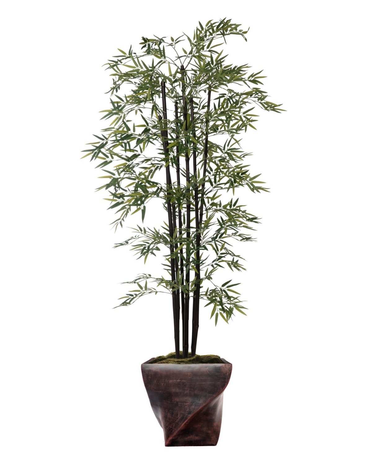 81.5" Tall Bamboo Tree With Decorative Black Poles and Fiberstone Planter - Green