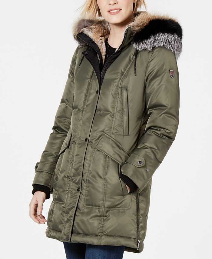 1 Madison Expedition Fox-Fur-Trim Hooded Parka - Macy's