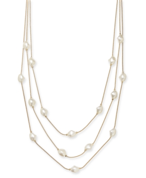 image of Charter Club Gold-Tone Imitation Pearl Multi-Row Necklace, 20