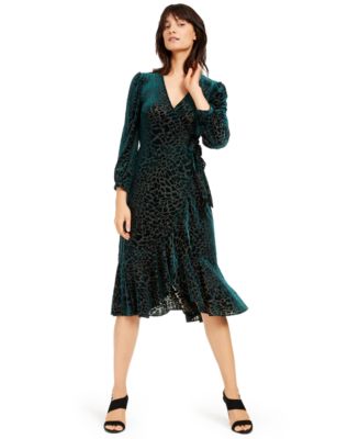 Calvin Klein Burnout Velvet Animal-Print Wrap Dress & Reviews - Dresses -  Women - Macy's