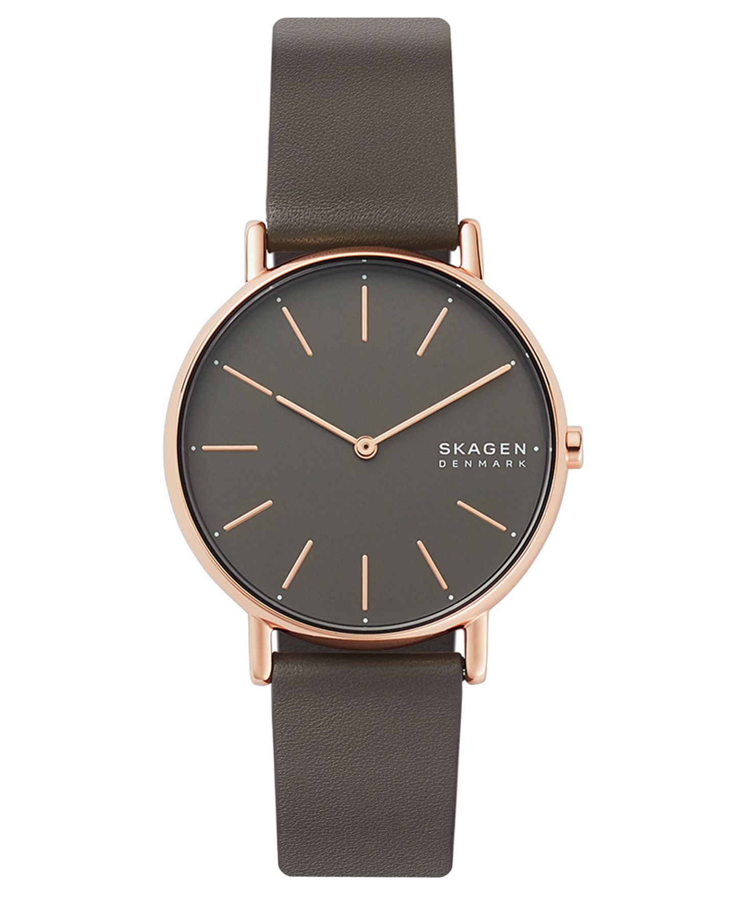 Женские часы Skagen Signatur Charcoal Leather Strap Watch 38mm — фото 1