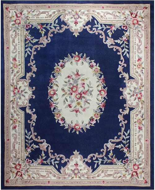 KM Home CLOSEOUT! Palace Garden Aubusson Dark Blue 8' x 10' Area Rug