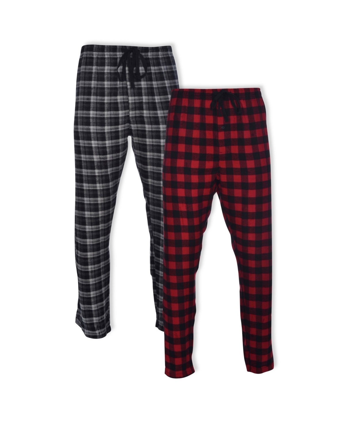 Hanes Men's Flannel Sleep Pant, 2 pack - Red/Black Buffalo and Black Plaid