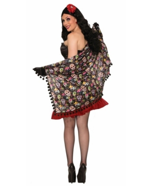 Buyseasons Adult Day Of The Dead Shawl In Black