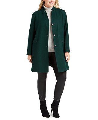 DKNY Plus Size Stand-Collar Coat, Created for Macy's - Macy's