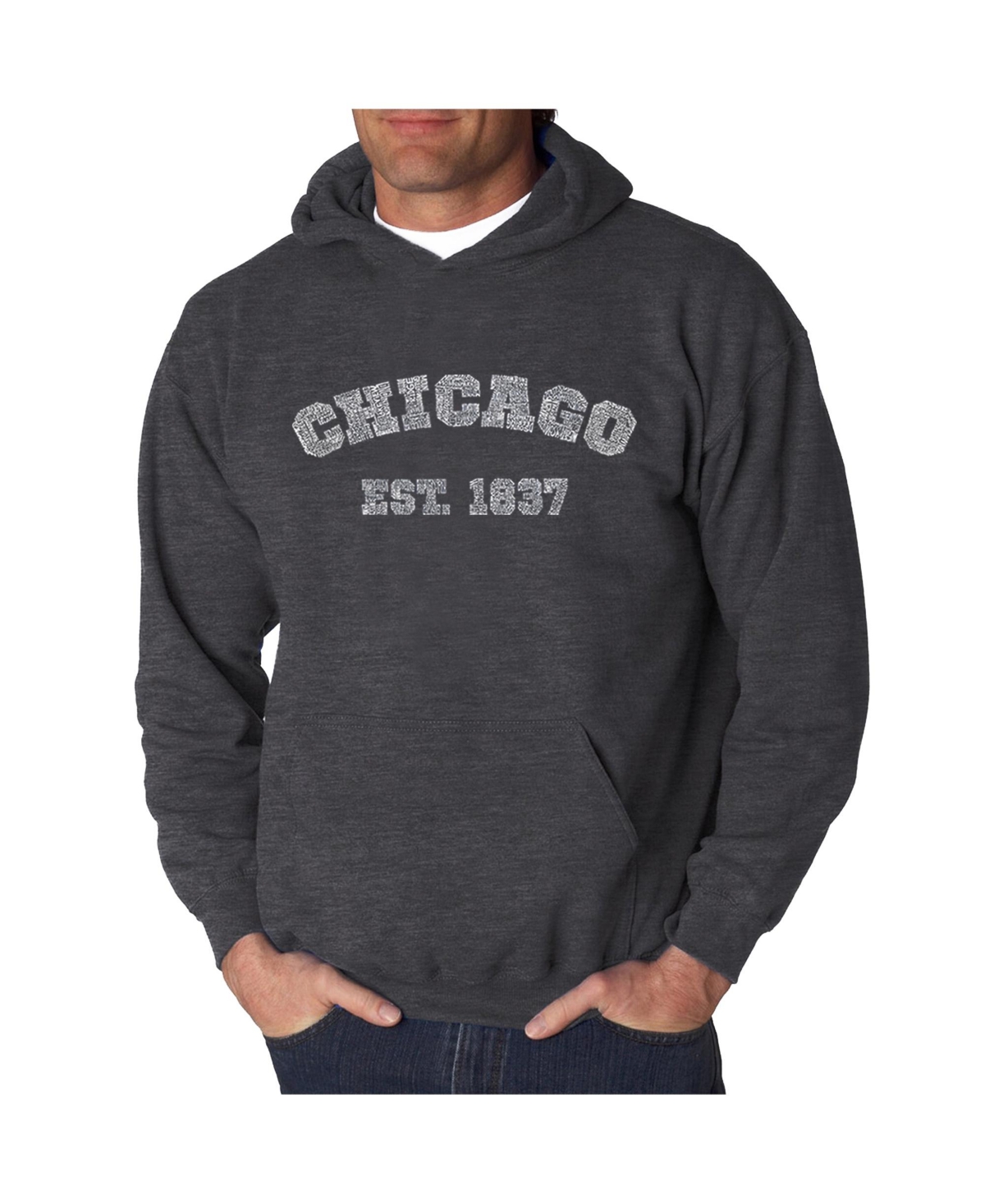 La Pop Art Men's Word Art Hooded Sweatshirt - Chicago 1837