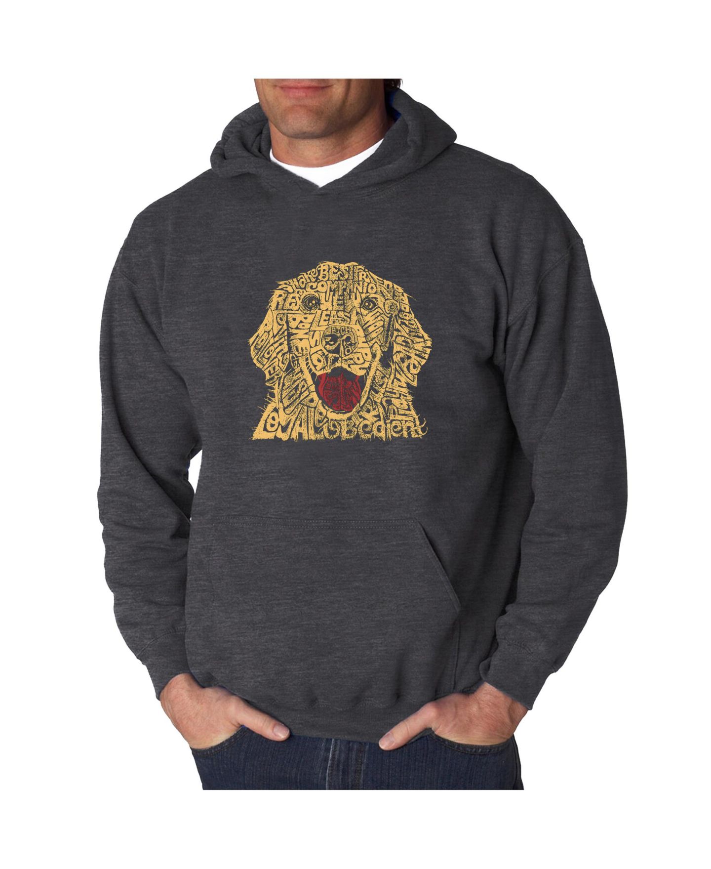 Мужское худи LA Pop Art Word Art Hooded Sweatshirt - Dog, цвет: Чёрный — фото 3