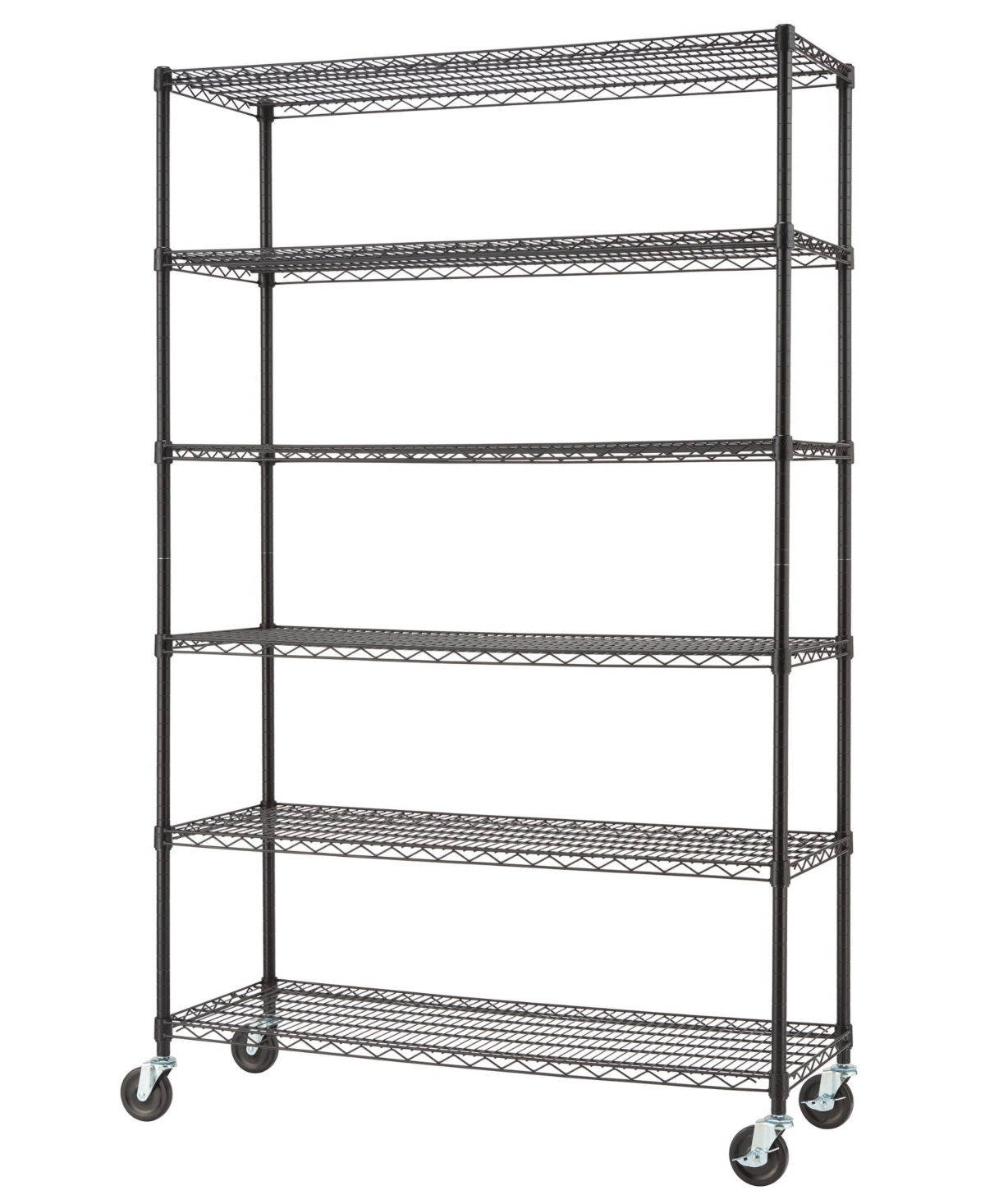 Basics 6-Tier Wire Shelving Rack with Nsf Includes Wheels - Black