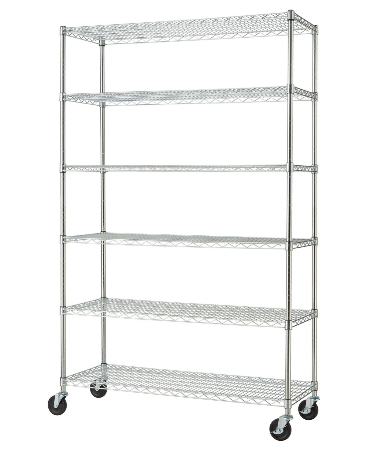 Basics 6-Tier Wire Shelving Rack Includes Wheels - Chrome